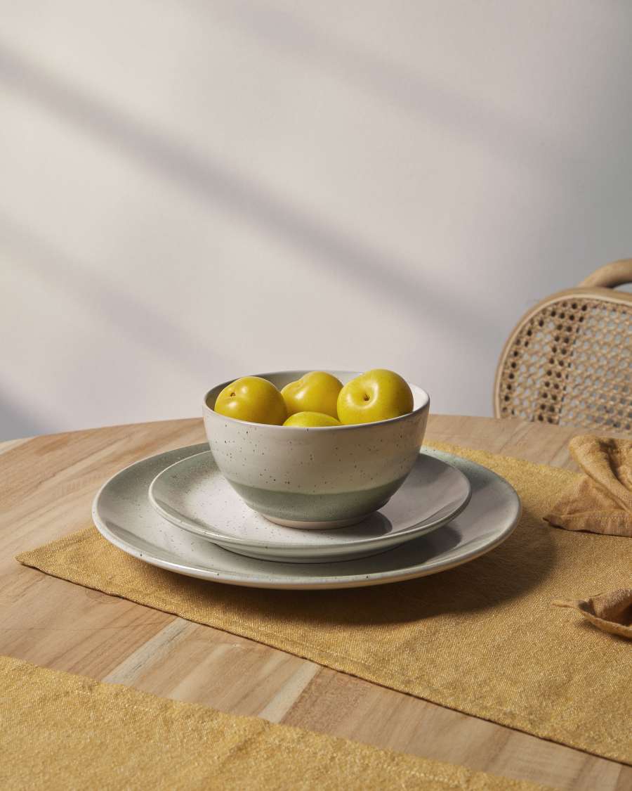 Elida dessert ceramic plate in beige and green