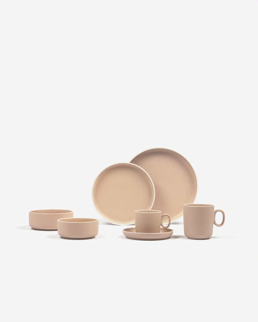 Shun dessert plate in beige porcelain