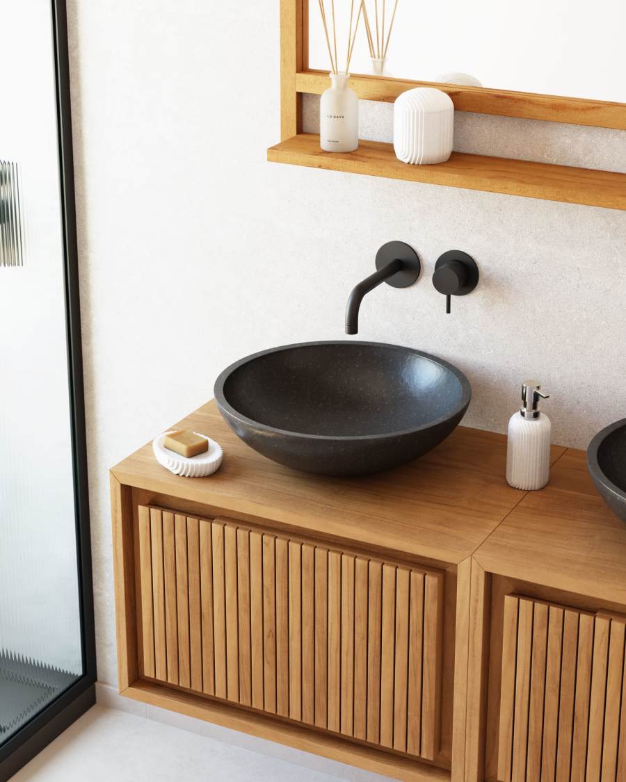 Lavabo da appoggio Delina in terrazzo nero Ø 40 cm