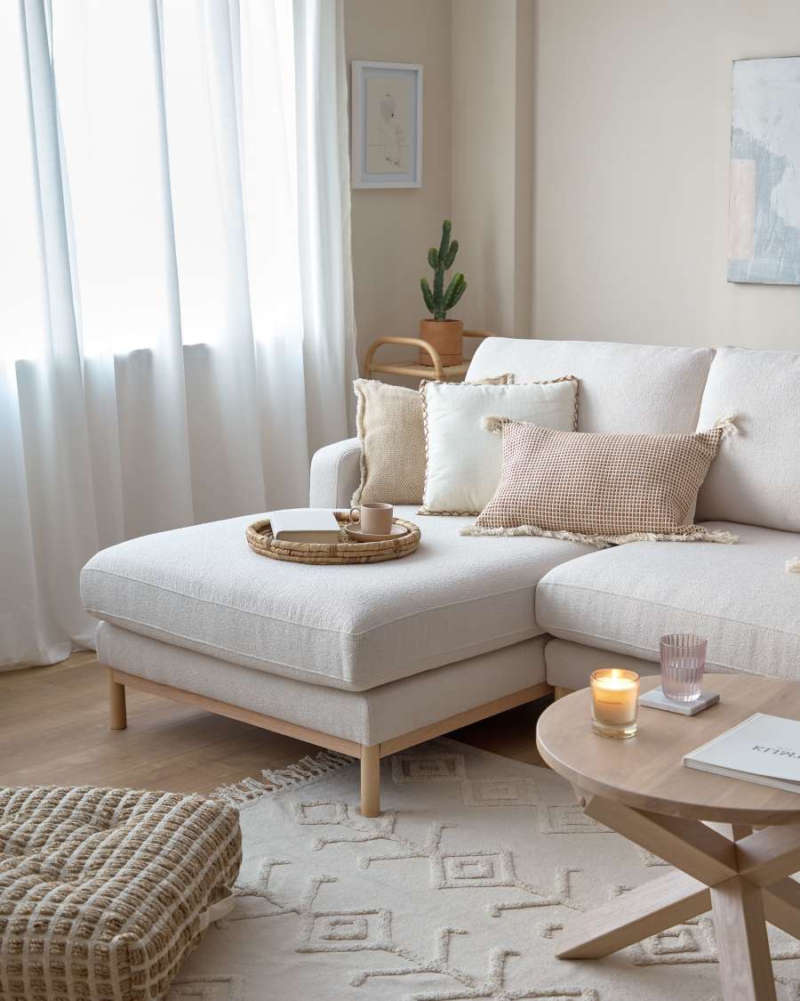 Mihaela 3 seater sofa with left-hand chaise longue in white micro bouclé, 264 cm FSC Mix Credit