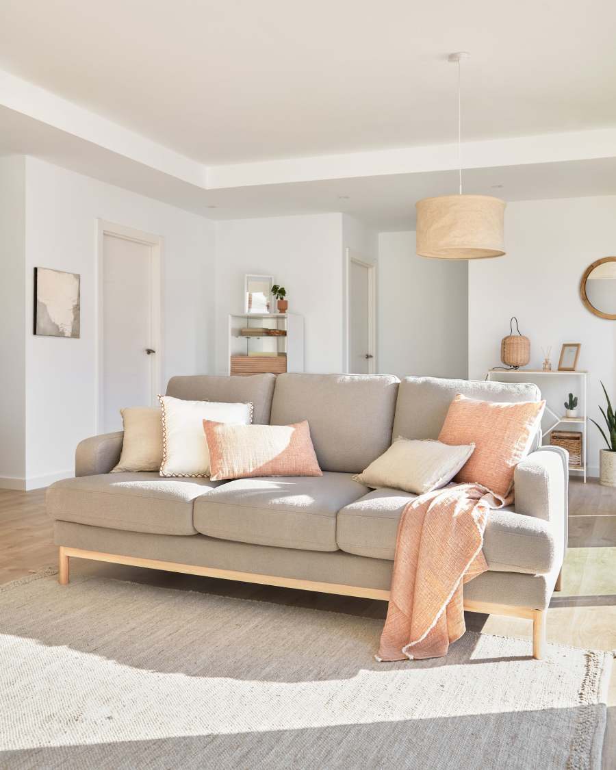 Mihaela 3 seater sofa in grey micro bouclé, 203 cm FSC Mix Credit