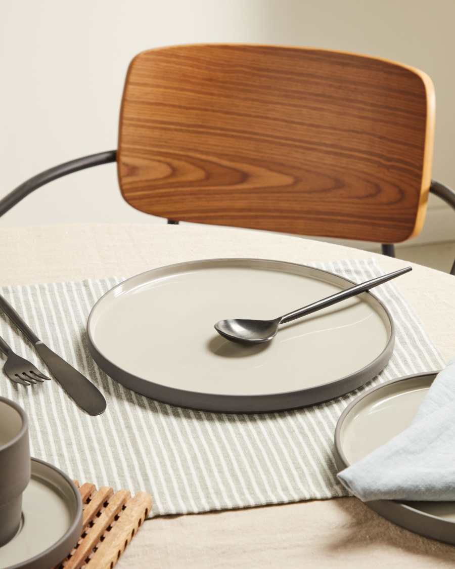 Bord Thianela van porselein in grijs