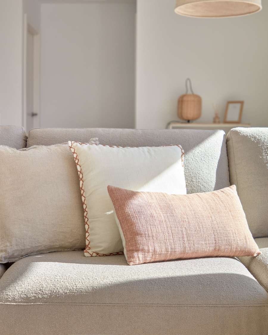 Fodera cuscino Casilda rosa in lino e cotone 30 x 50 cm