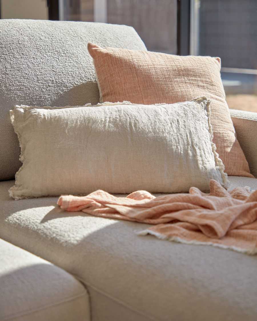 Draupadi kussensloop 100% linnen in beige 30 x 50 cm