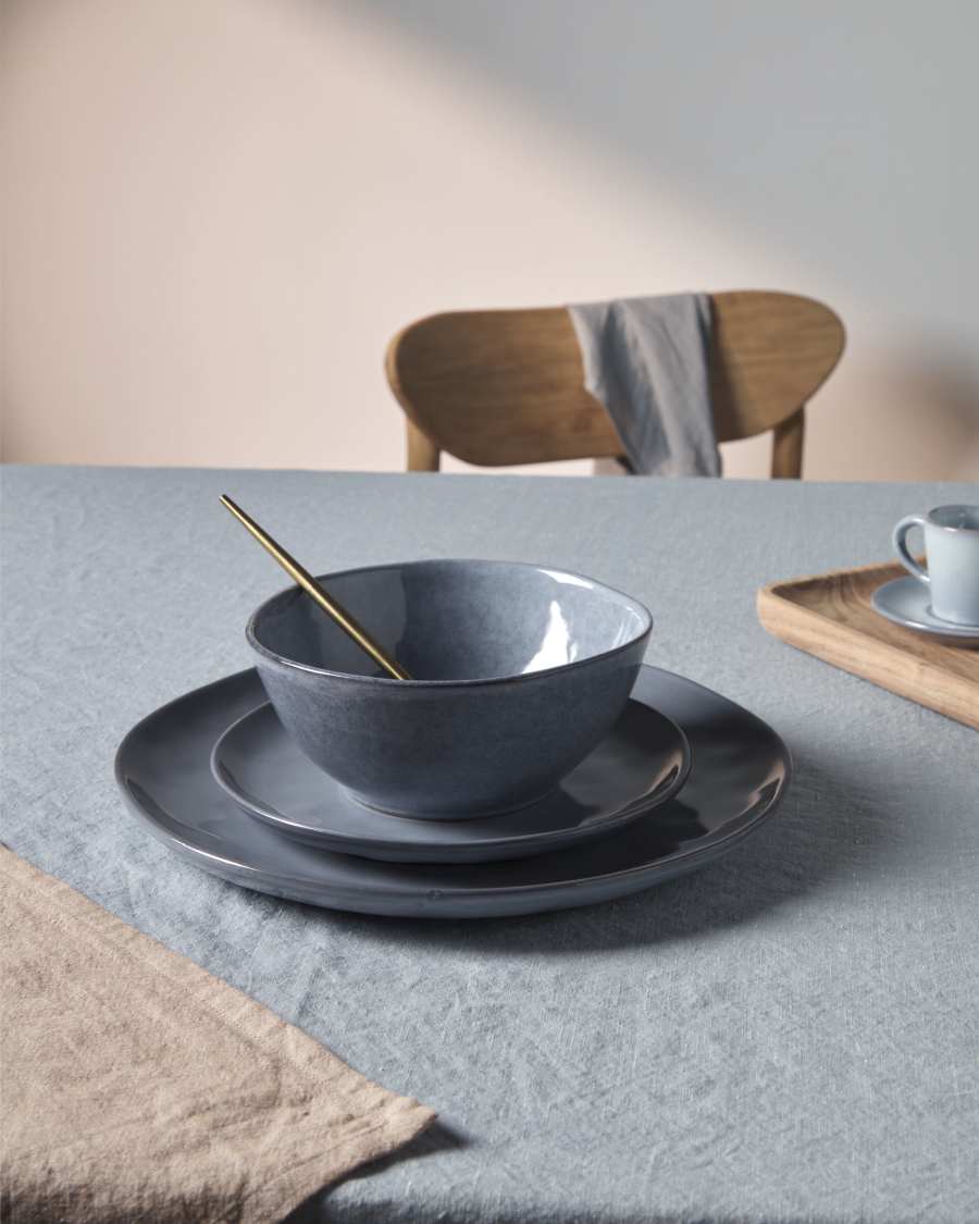 Airena flat ceramic plate in blue