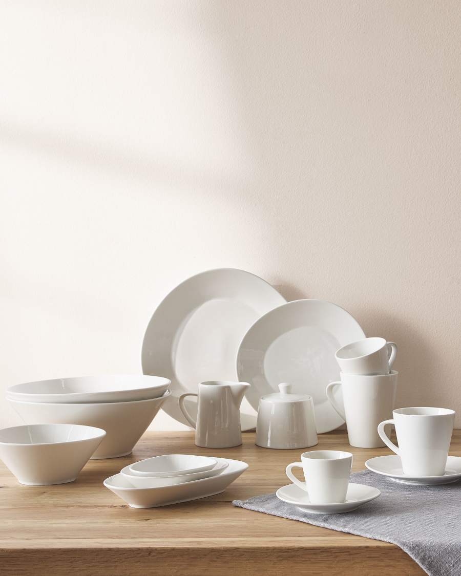 Pierina set of 3 porcelain bowls in white