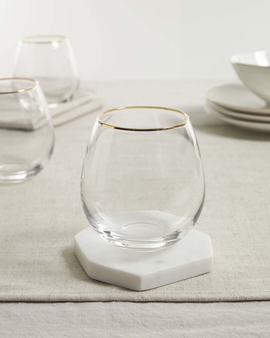 Rasine transparent glass with gold detail 50 cl