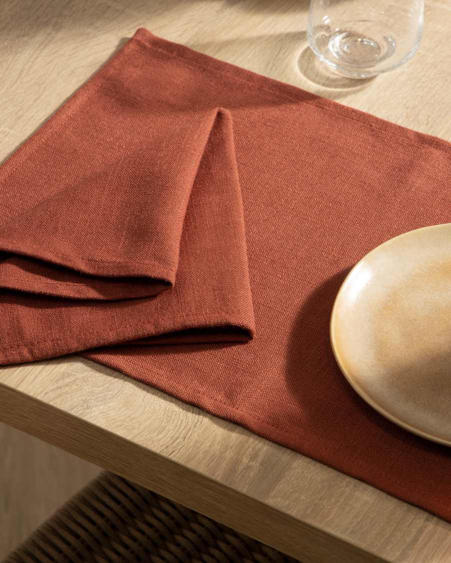 Lot de 4 sets de table Samay couleur brique