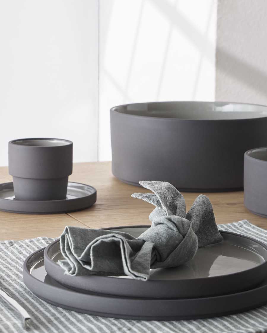 Σετ 2 πετσέτες Imalay, βαμβάκι και λινό, γκρι