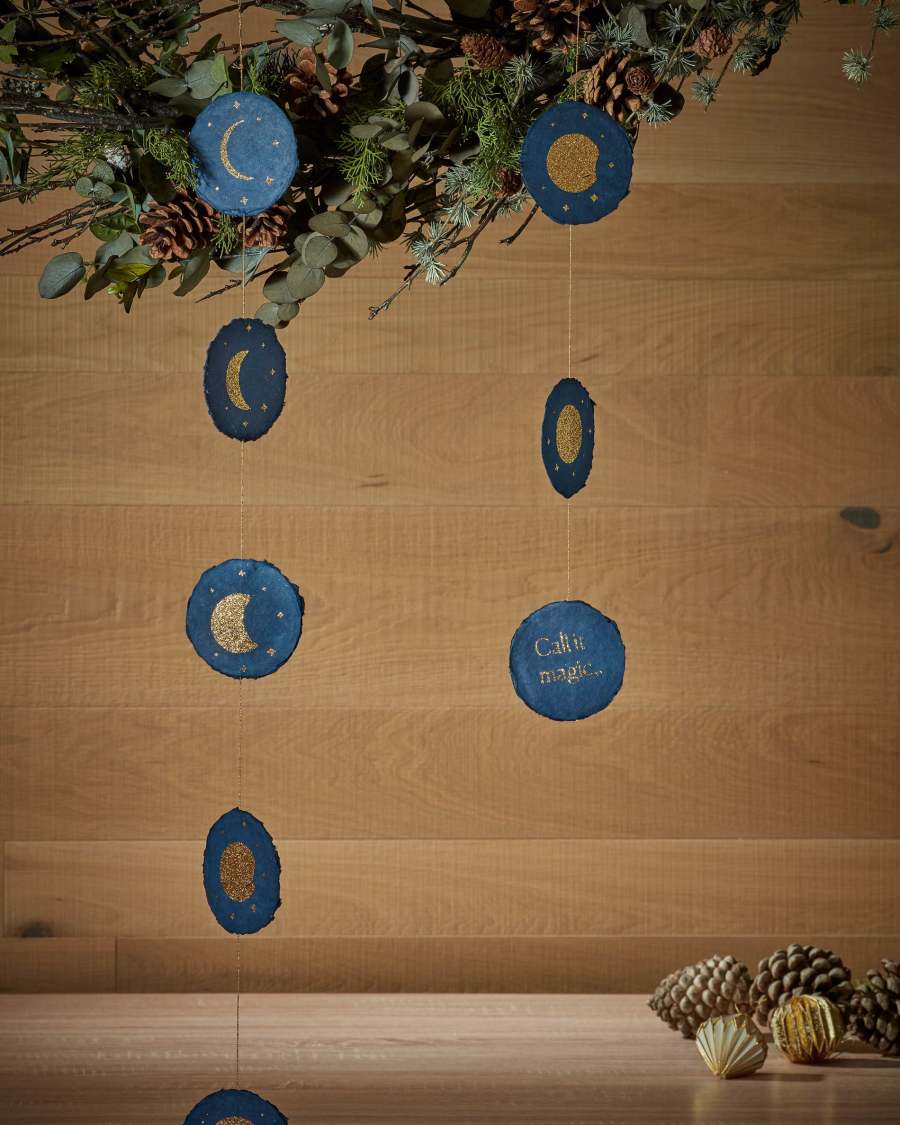 Astrea blue background lunar phase garland