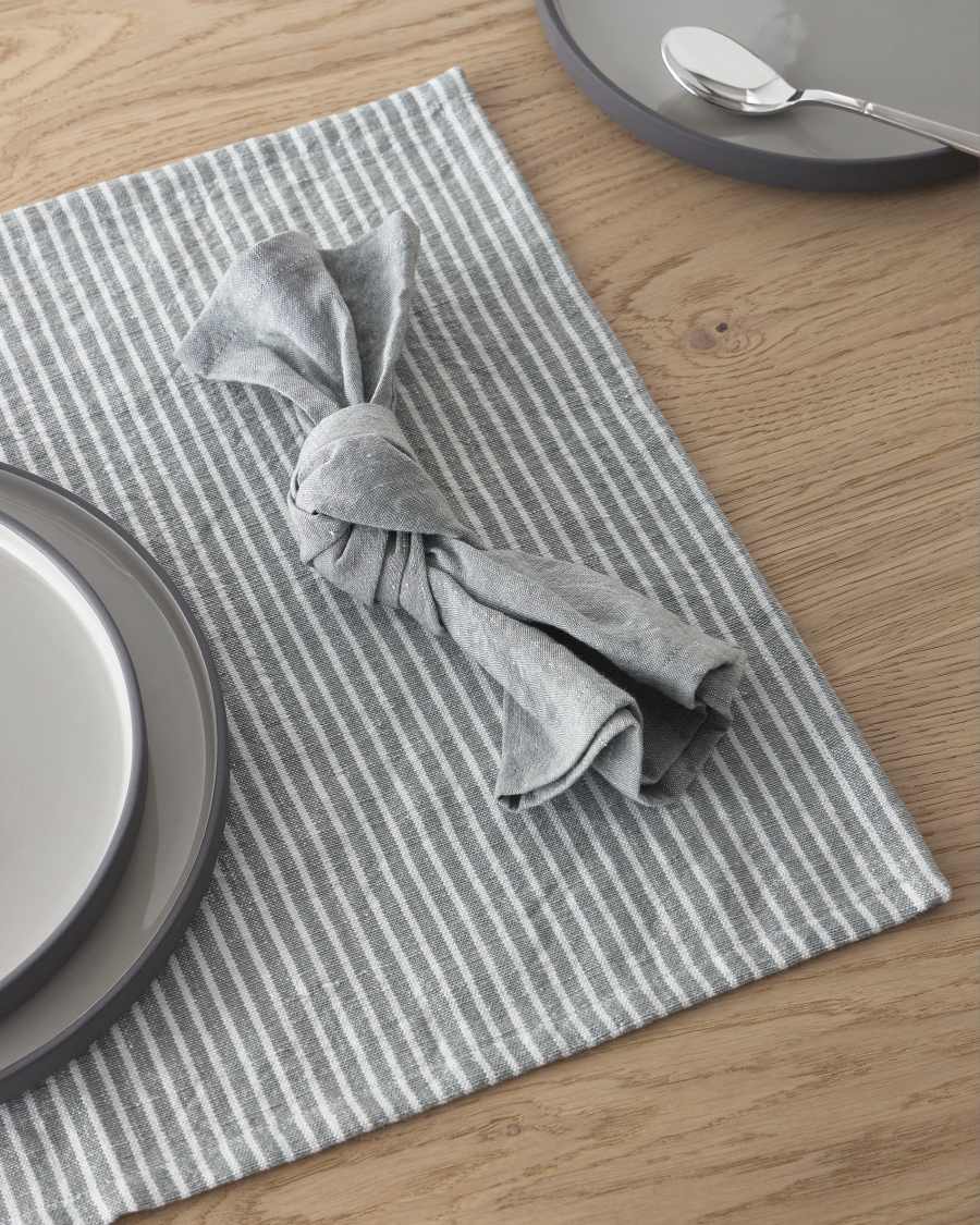 Σετ 2 πετσέτες Imalay, βαμβάκι και λινό, γκρι