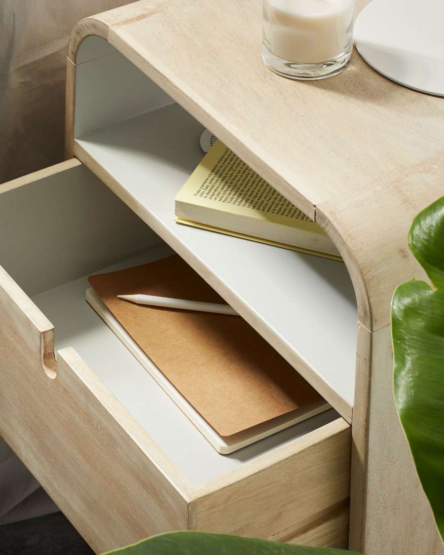 Georg 40 x 60, 5 cm bedside table natural and white