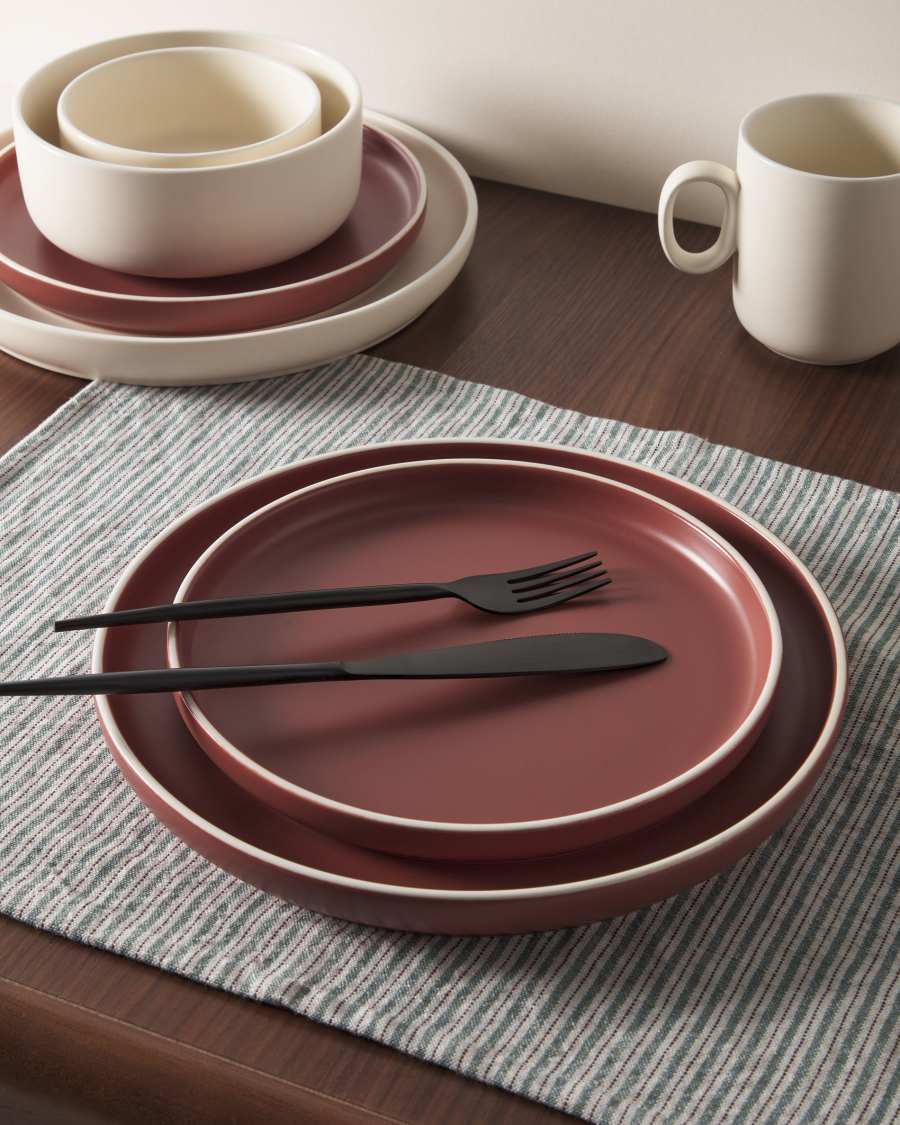 Two Gaia individual sets in green cotton and linen 35 x 50 cm