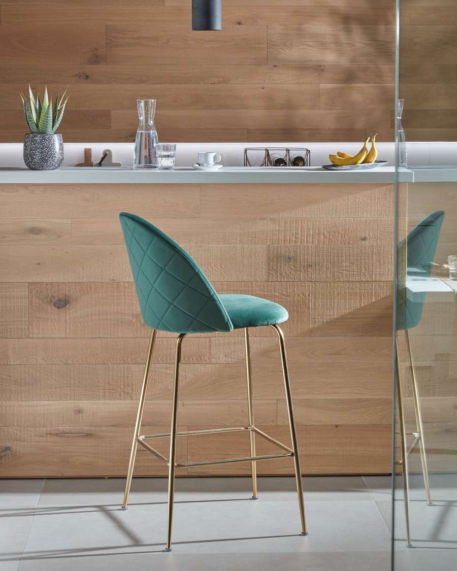 Green velvet Ivonne stool height 76 cm