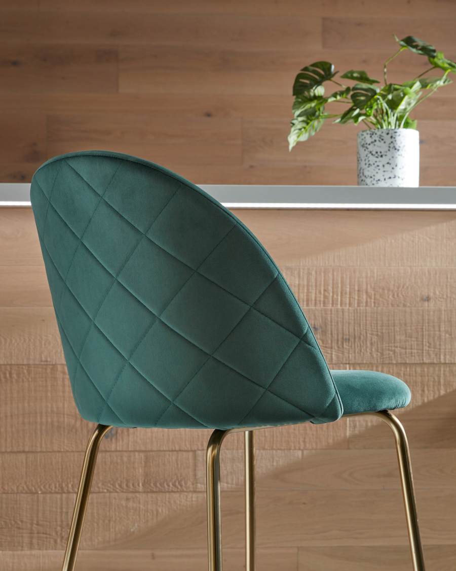 Green velvet Ivonne stool height 76 cm