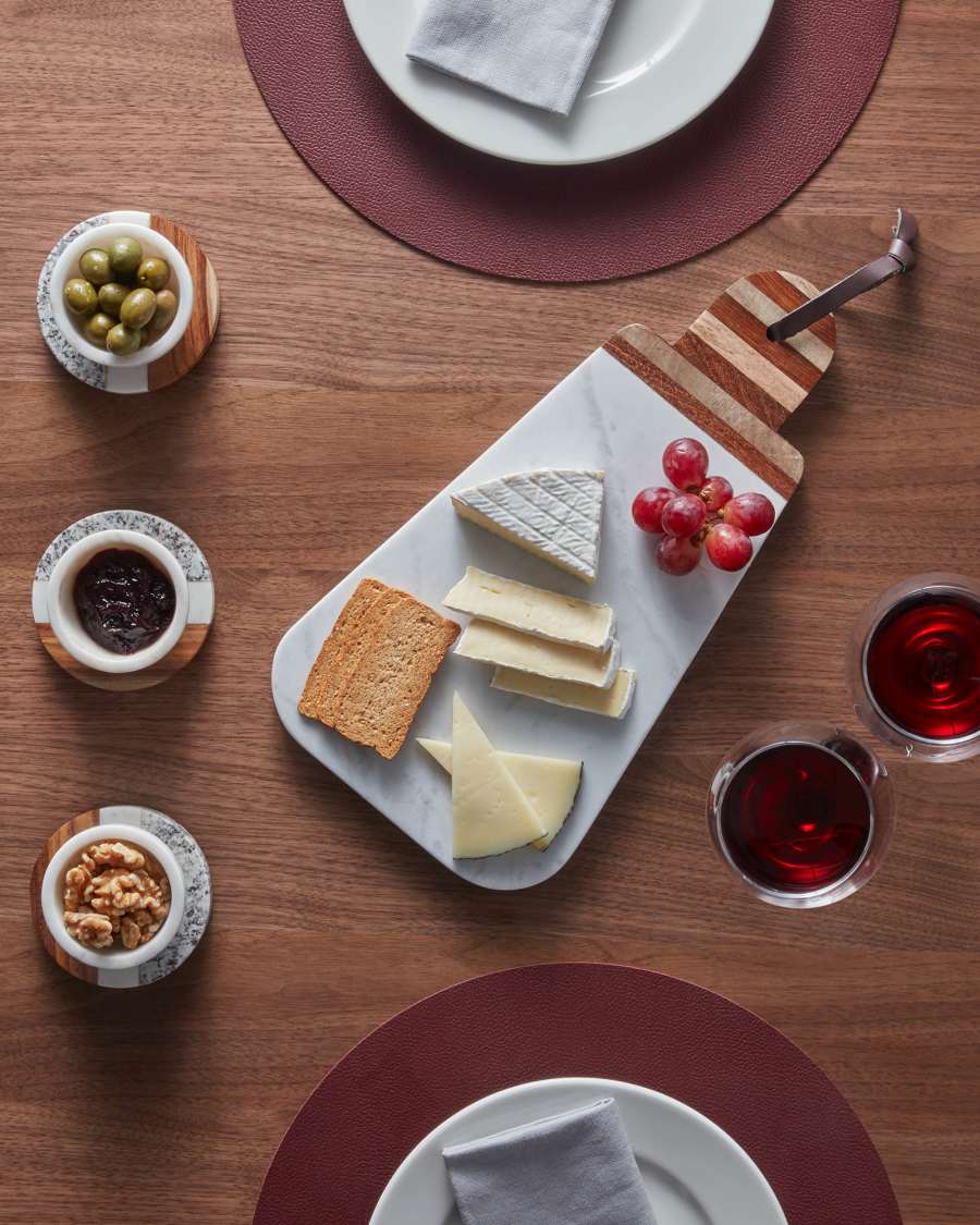 Cataleg set 4 round coasters white grey marble and mango