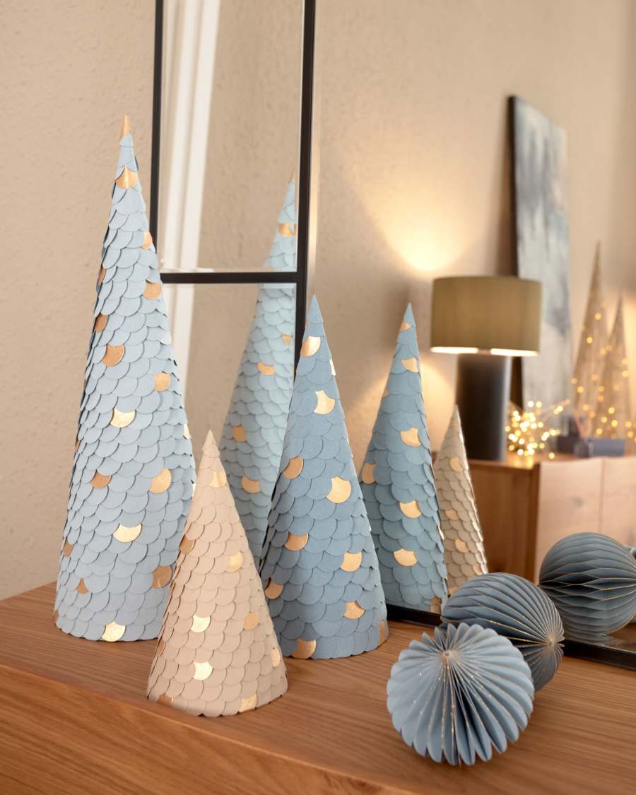 Lot Venetia de 3 sapins de Noël bleu 20 cm 30 cm 45 cm