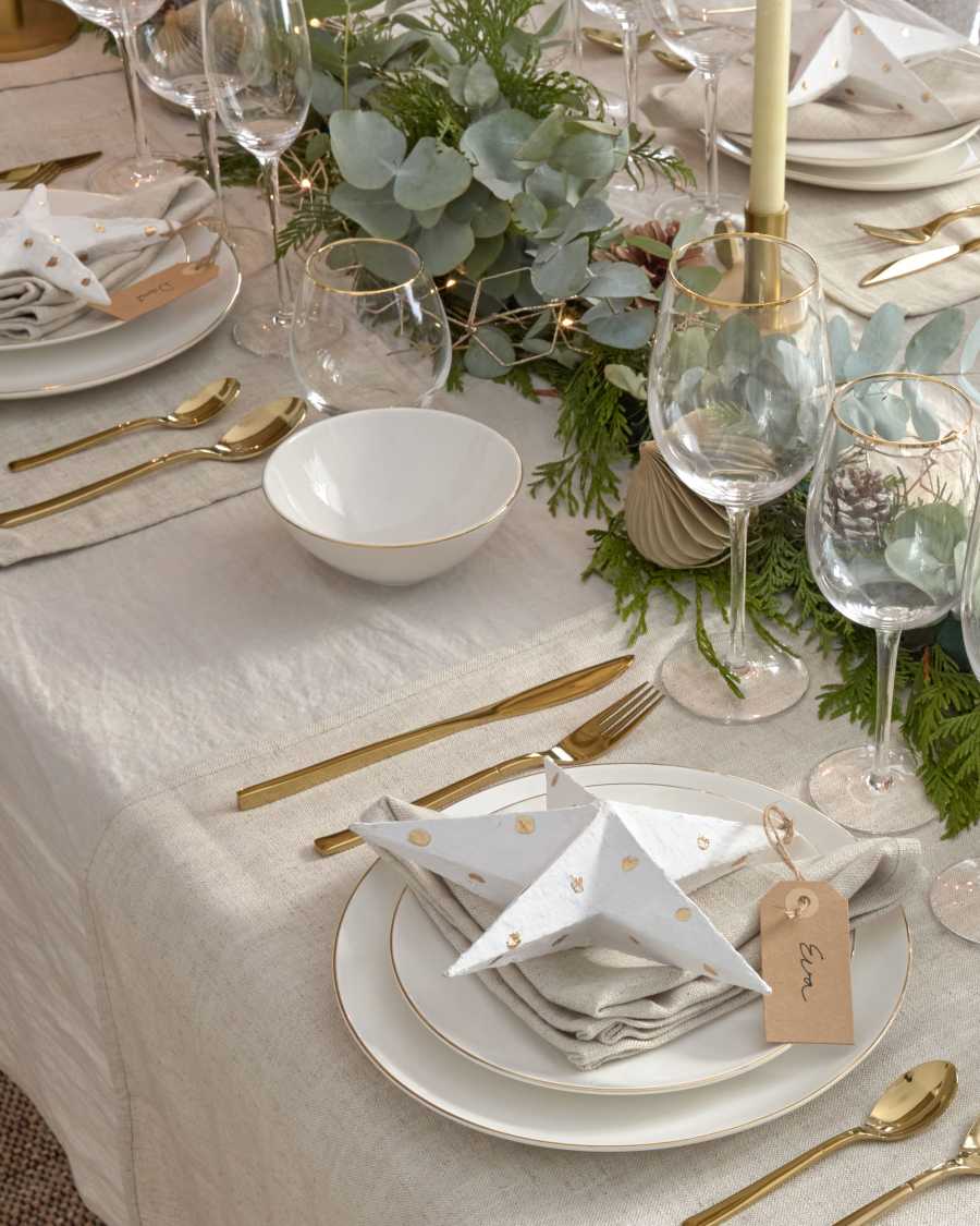 Estrella decorativa gran Victorina blanc i punts daurats