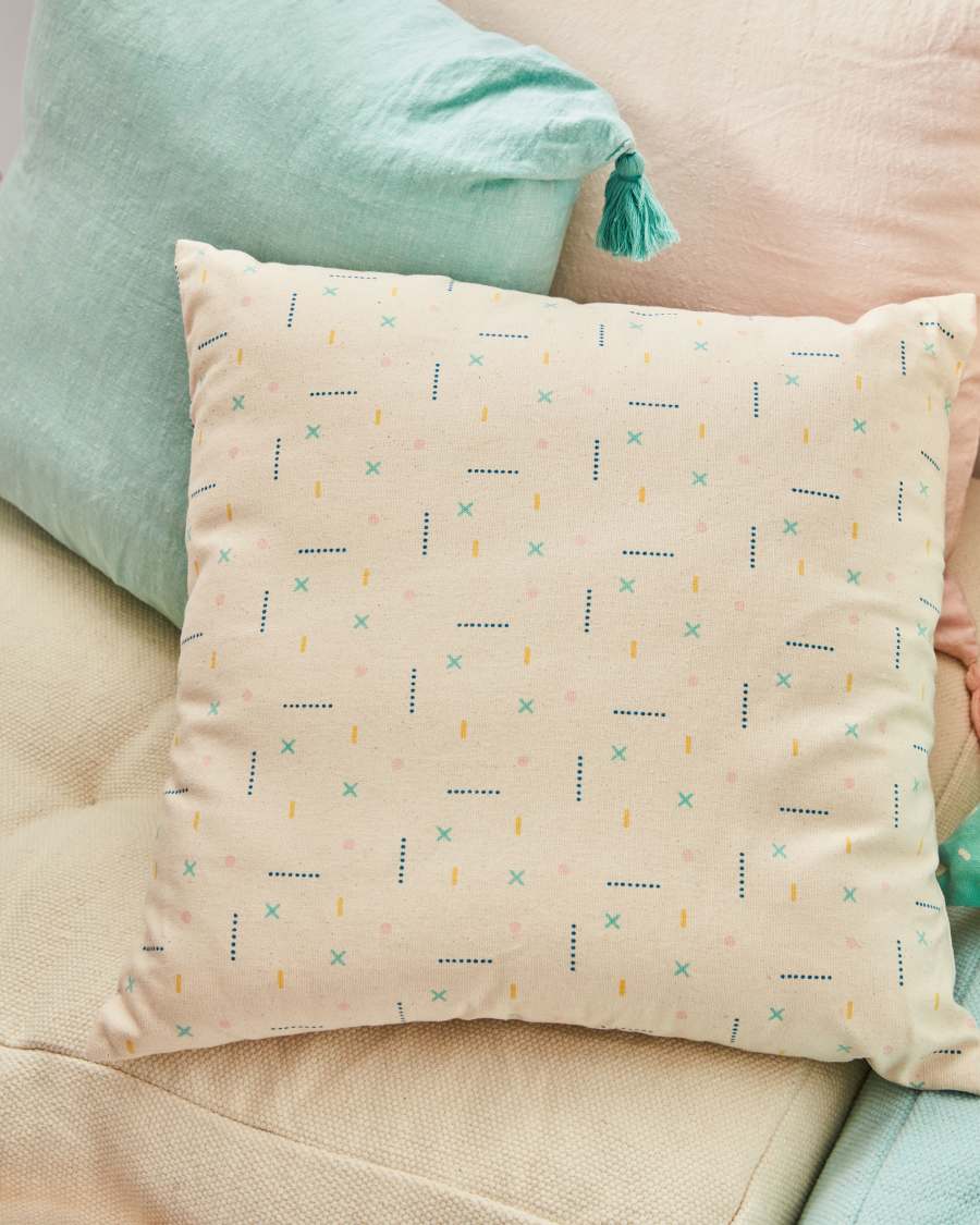 Zale 100% cotton multi-coloured cushion cover 45 x 45 cm