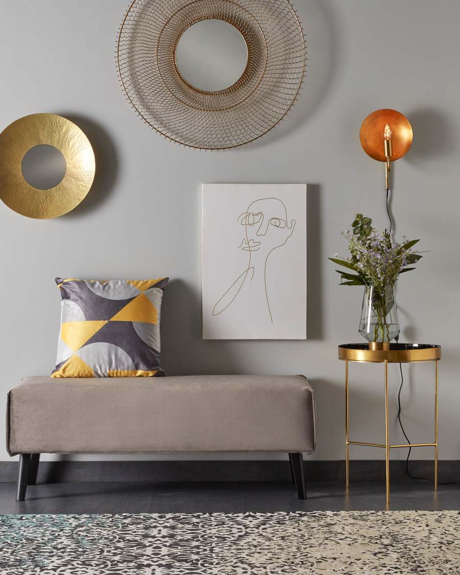 Grey velvet Dyla bench 111 cm