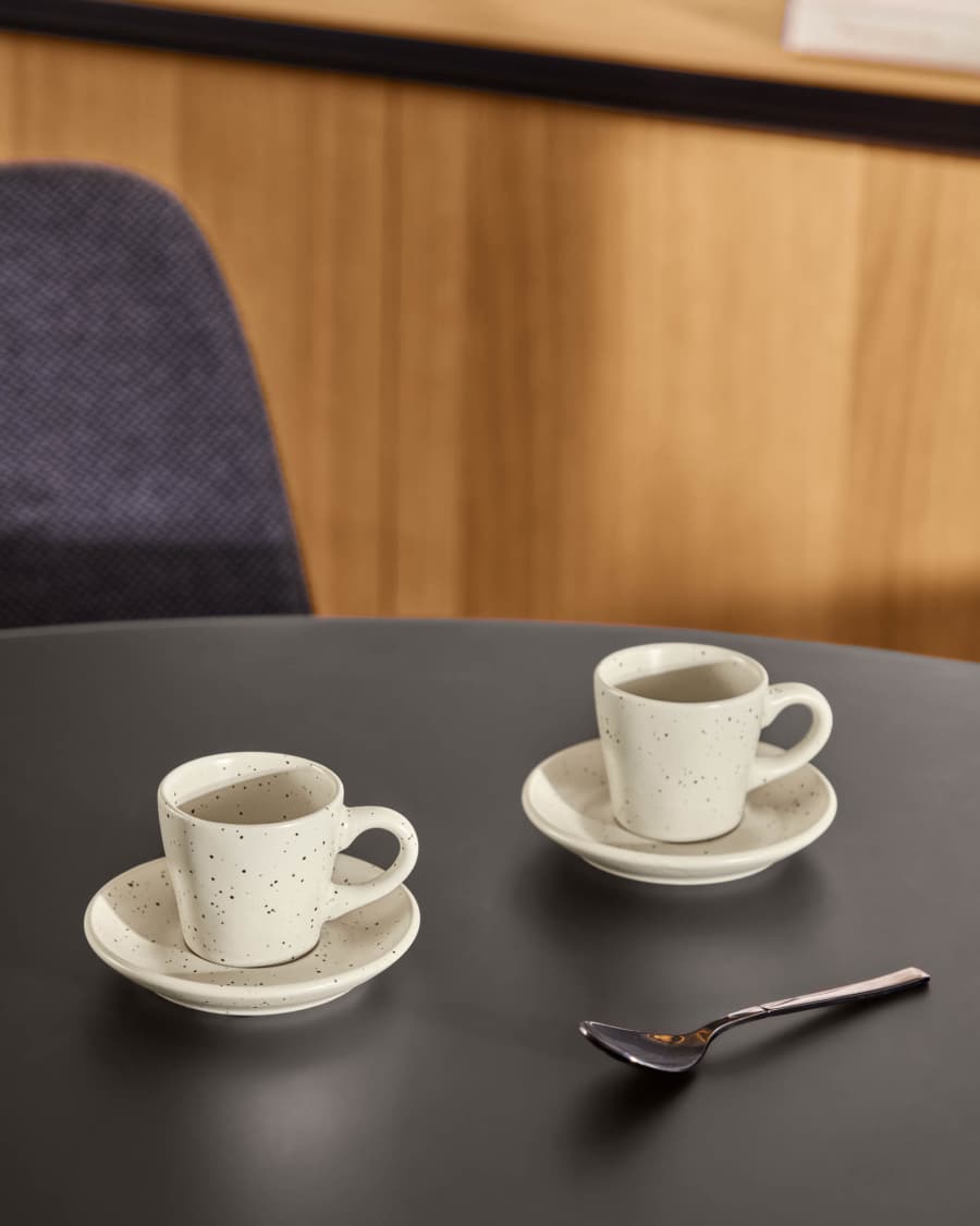 Tasse à café avec soucoupe Aratani en céramique blanche