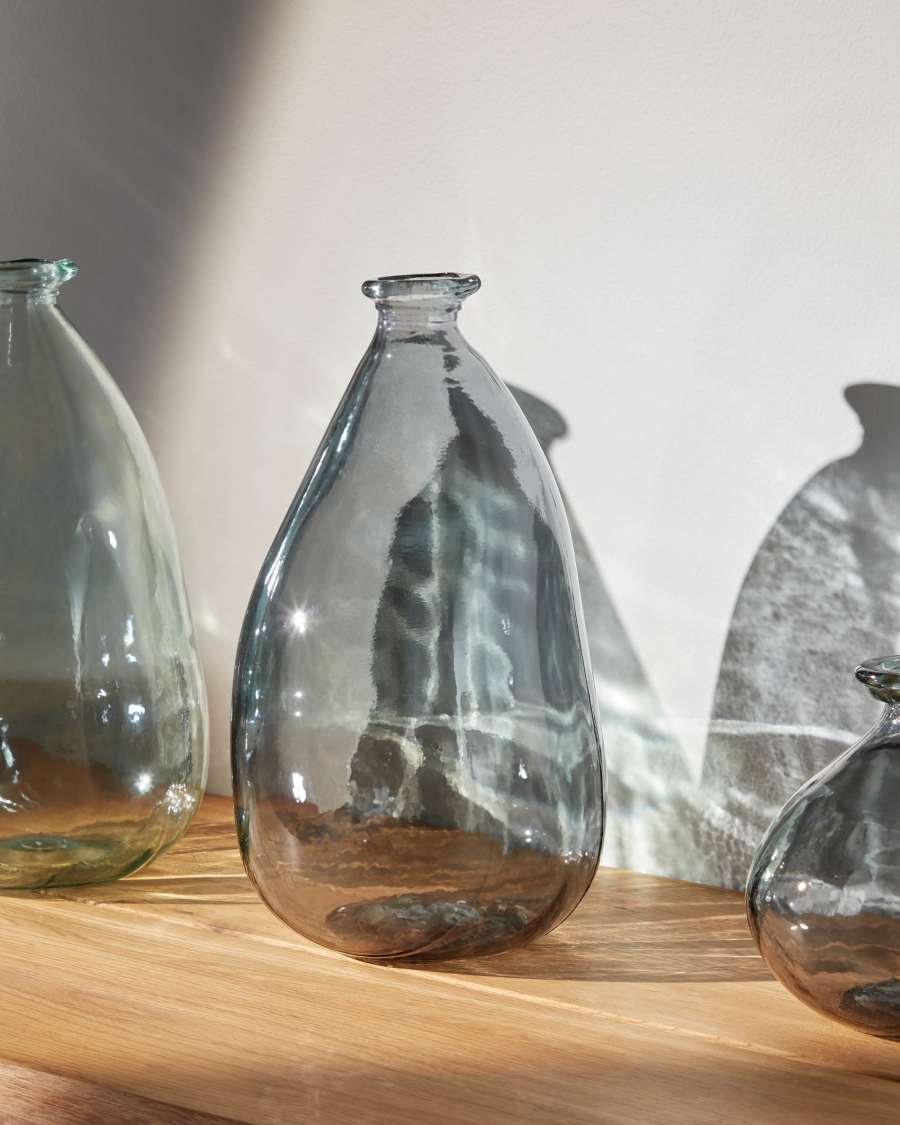 Vaso Brenna medio blu in vetro 100% riciclato