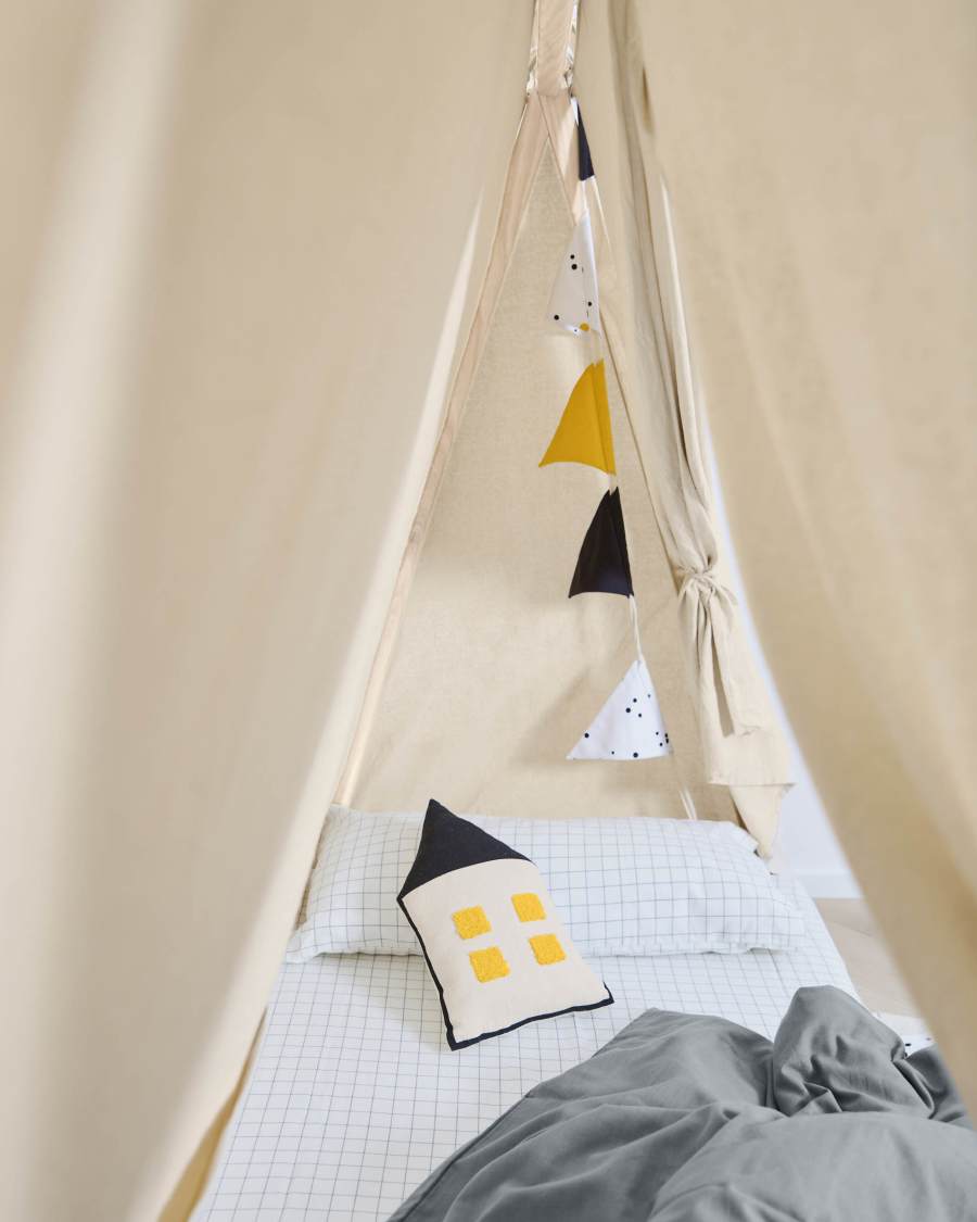 Almofada casa Nisi 100% algodão (GOTS) bege e preto 35 x 20 cm