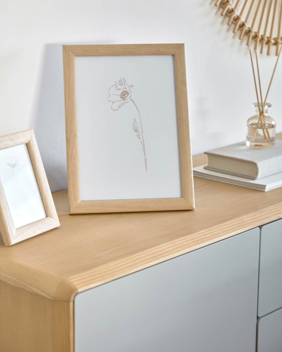 Grote Nazira fotolijst in hout met natuurlijke afwerking 34 x 25 cm