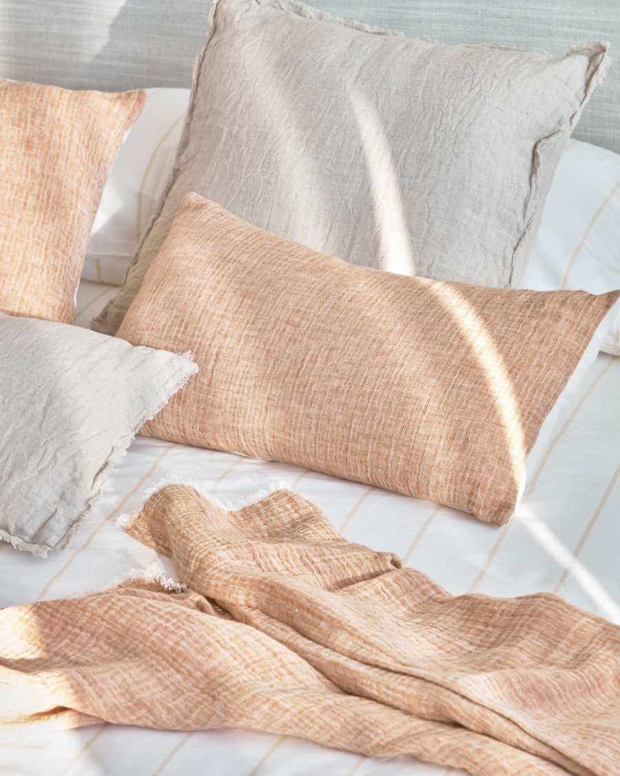 Fodera cuscino Casilda rosa in lino e cotone 30 x 50 cm