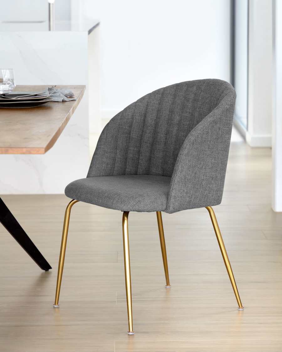 Lumina chair in dark grey and steel gold finish