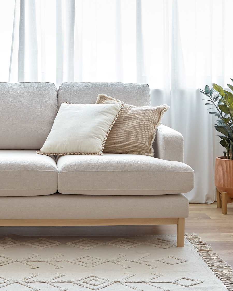 Mihaela 3 seater sofa in white micro bouclé, 203 cm FSC Mix Credit