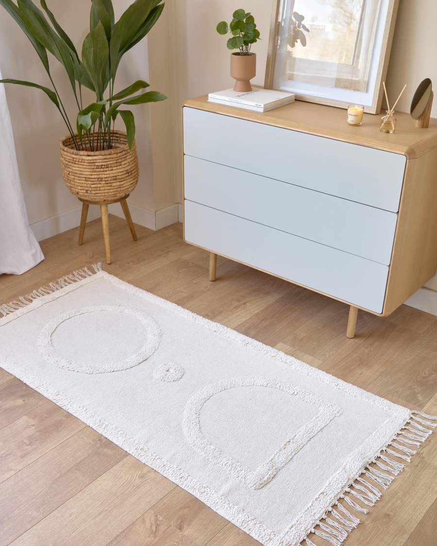 Bernabela 100% cotton rug in beige 70 x 140 cm