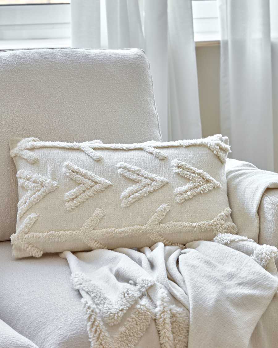 Fodera cuscino Nila in maglia bianco 30 x 50 cm