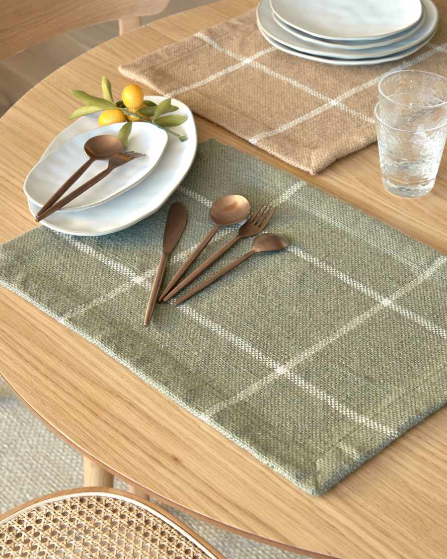 Micaela 100% PET 2-individual placemat set in green