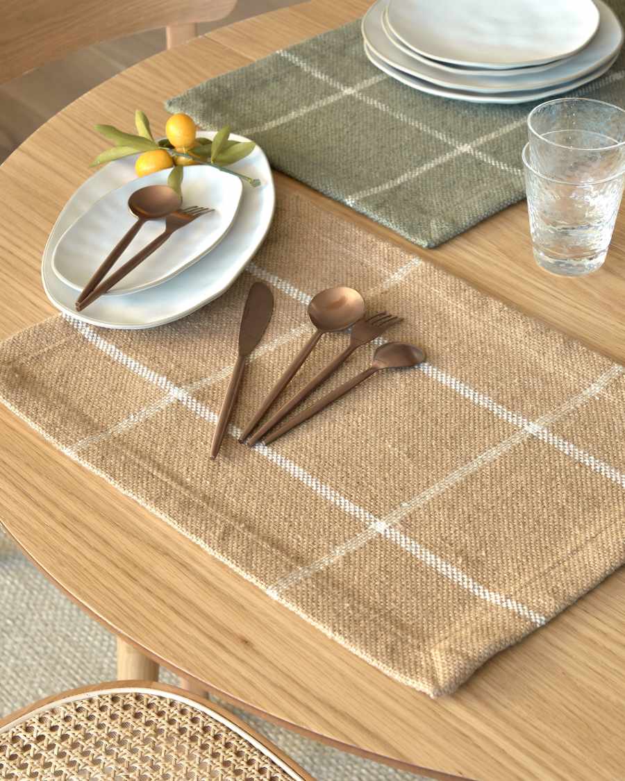 Micaela 100% PET 2-individual placemat set in brown