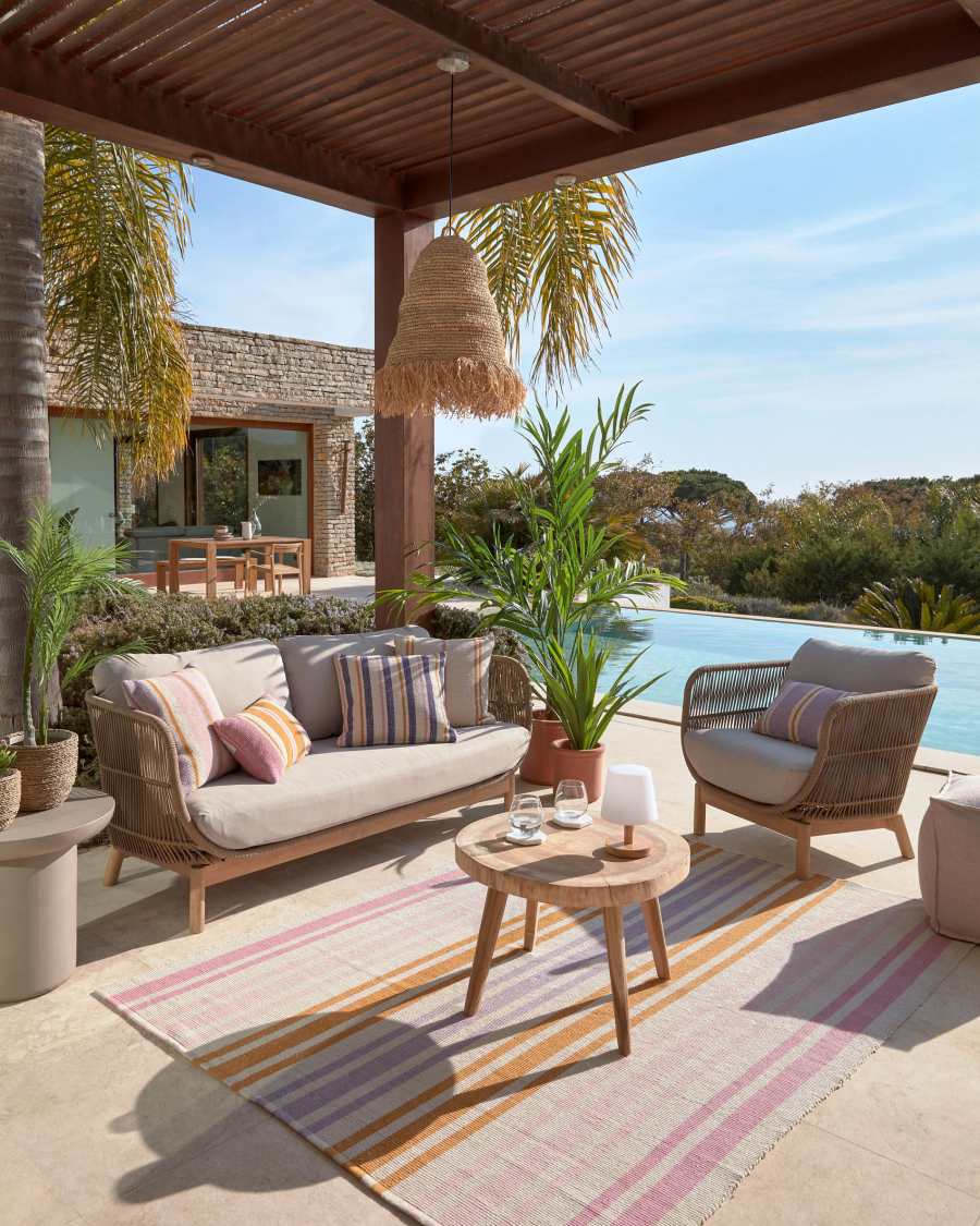 Tavolino Wellcres in legno massello di mungur Ø 65 cm