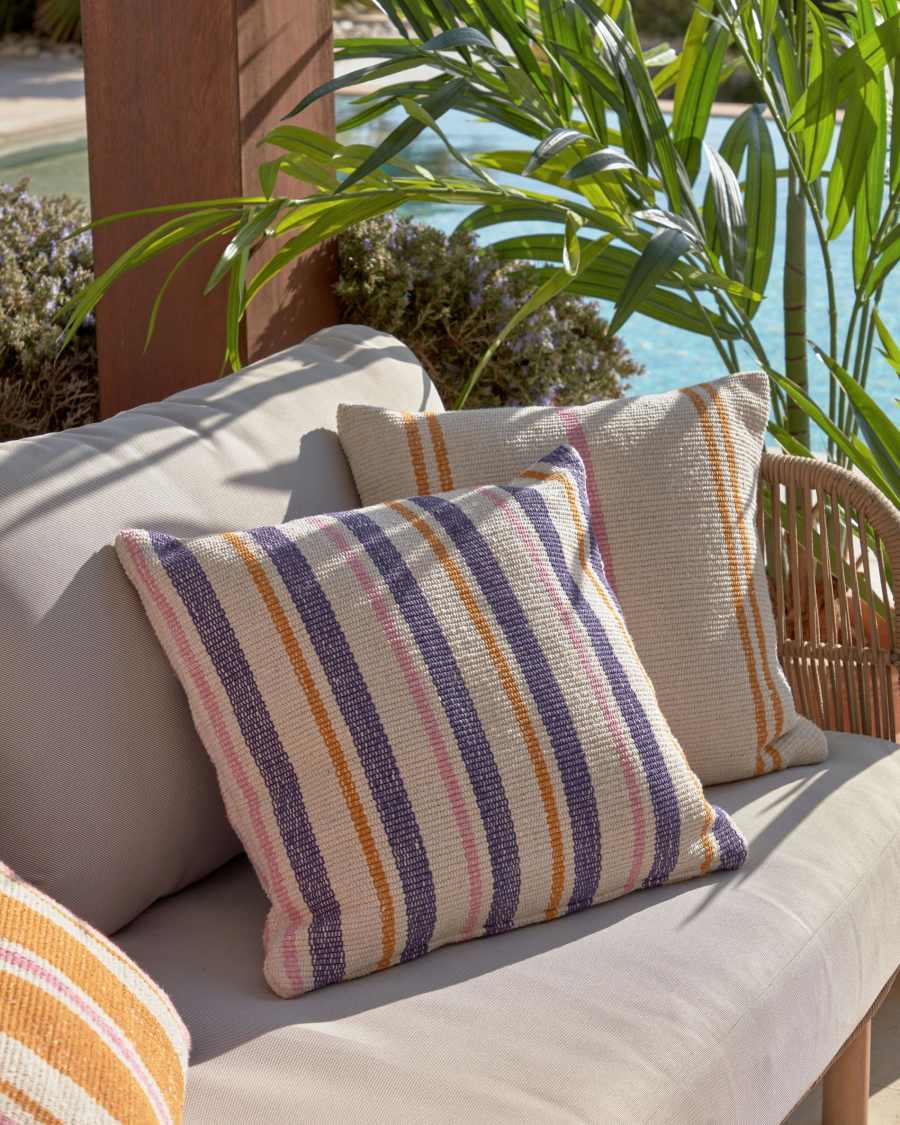 Fodera cuscino Marilina a righe multicolori 100% cotone 45 x 45 cm