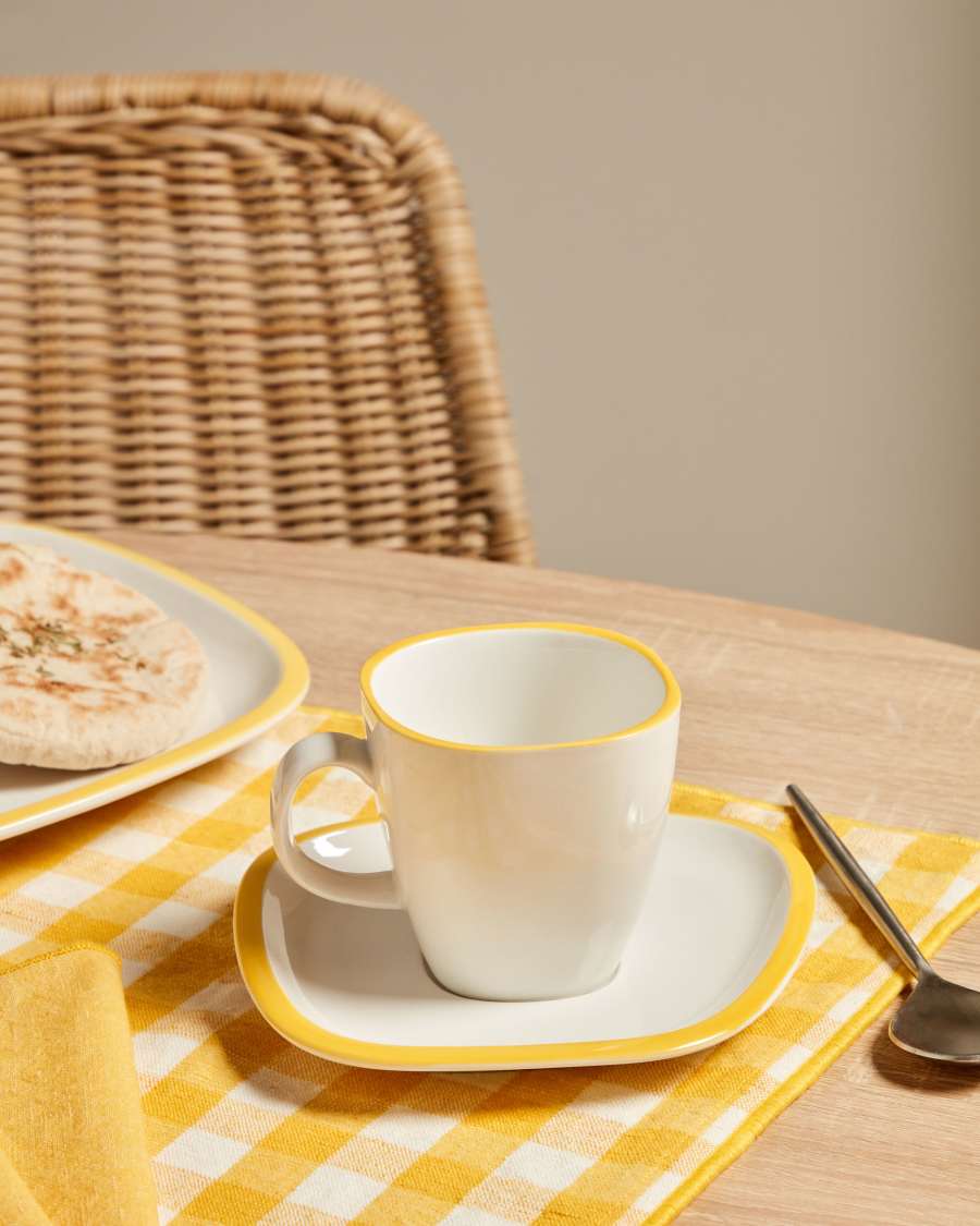 Odalin porcelain cup and saucer in yellow and white