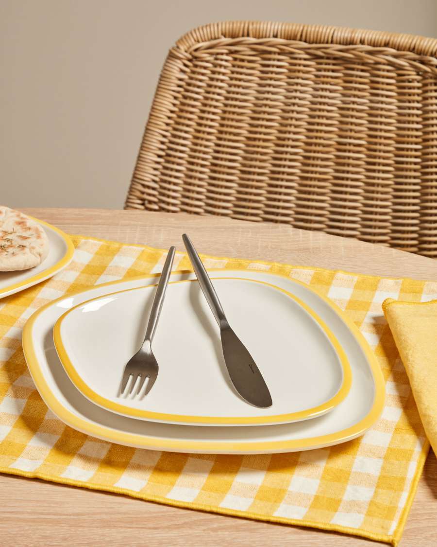 Odalin porcelain dinner plate in yellow and white