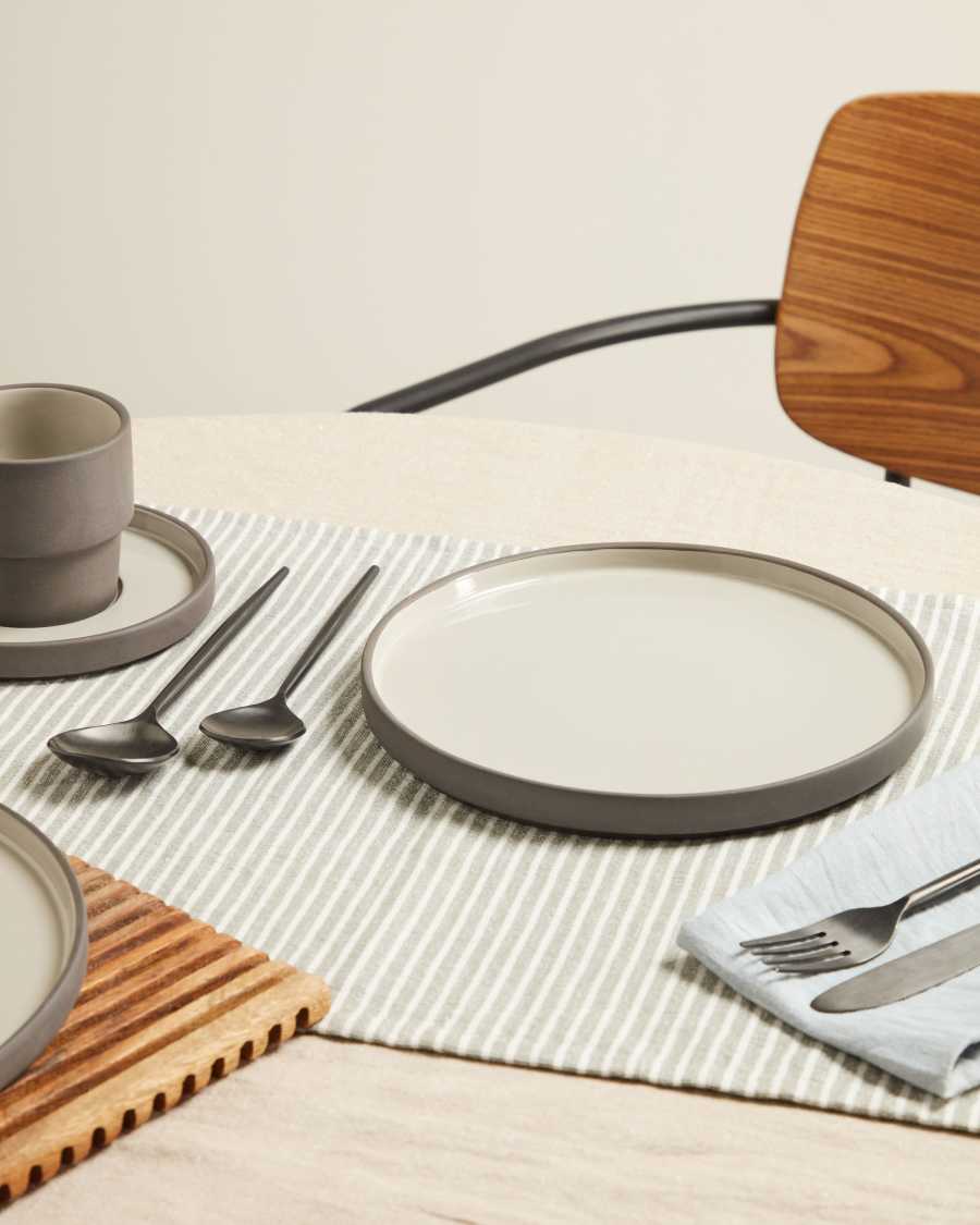 Dessertbord Thianela van porselein in grijs