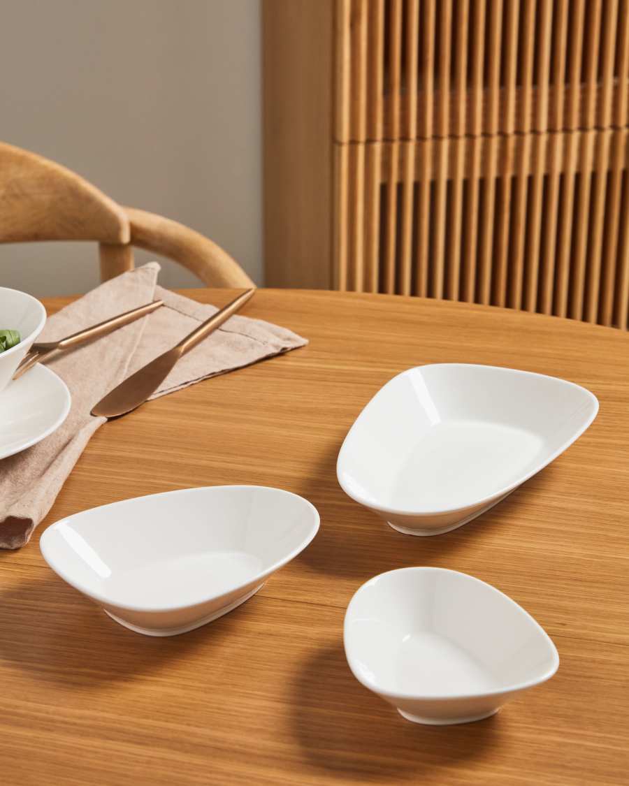Pierina set of 3 porcelain bowls in white