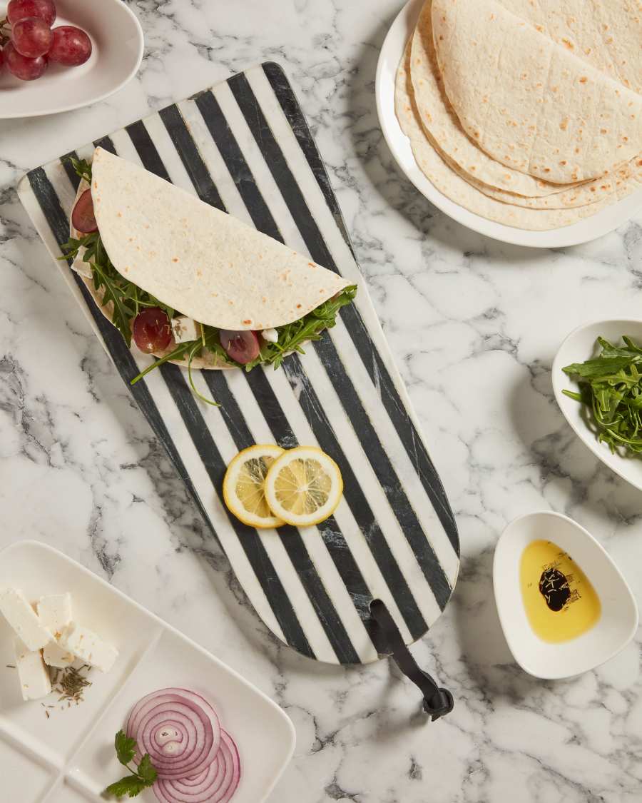 Bergman rectangular chopping board black white marble arch