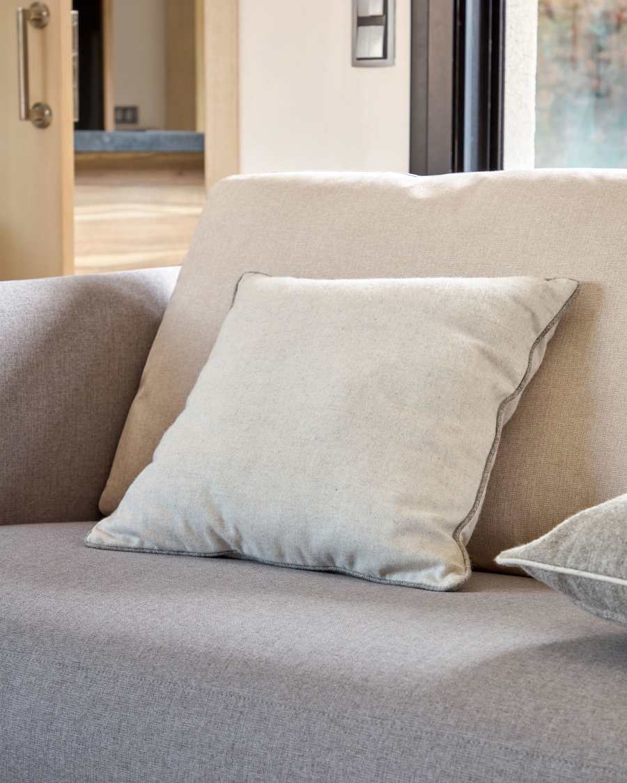 Alcara white cushion cover with grey border 45 x 45 cm