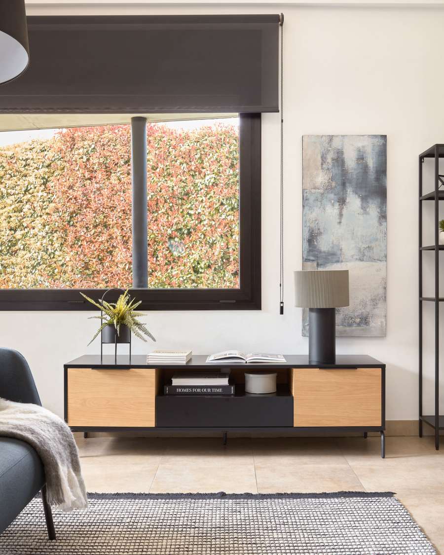 Set of 2 Mash planters with black metal handle Ø 25 cm / Ø 16,5 cm