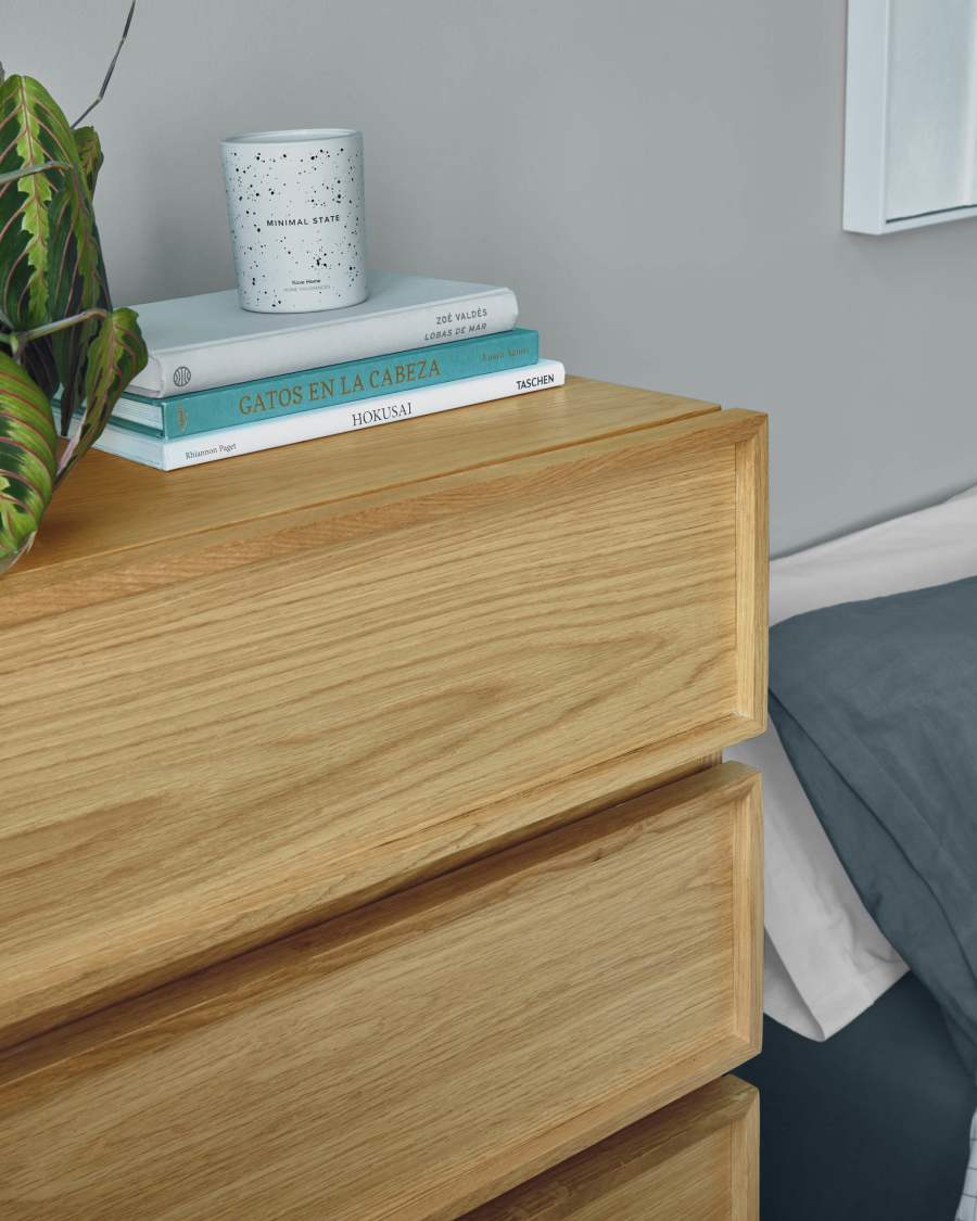 Commode Taiana 60 x 120 cm en bois de chêne contreplaqué et acier finition noire