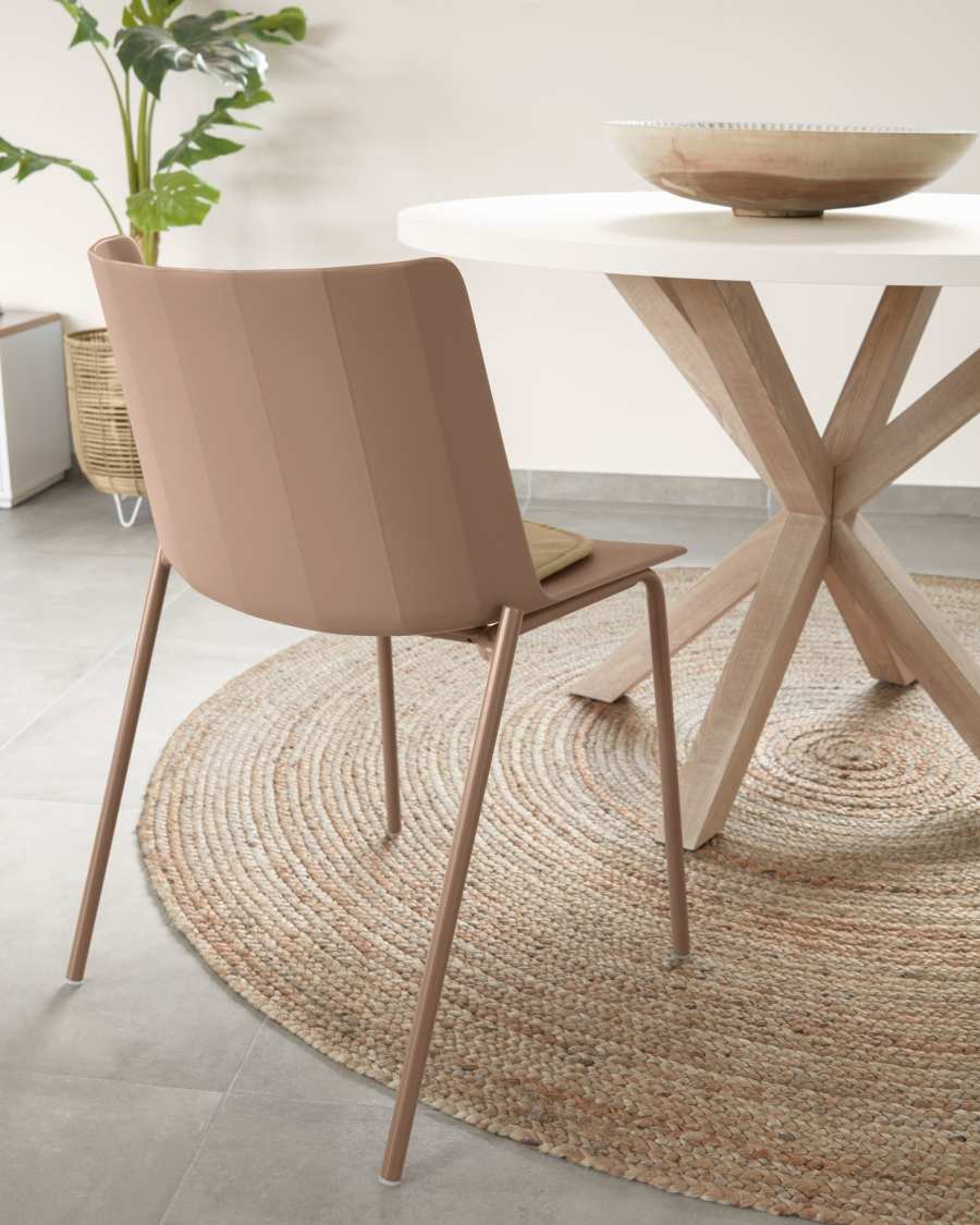 Hannia brown chair with brown steel legs