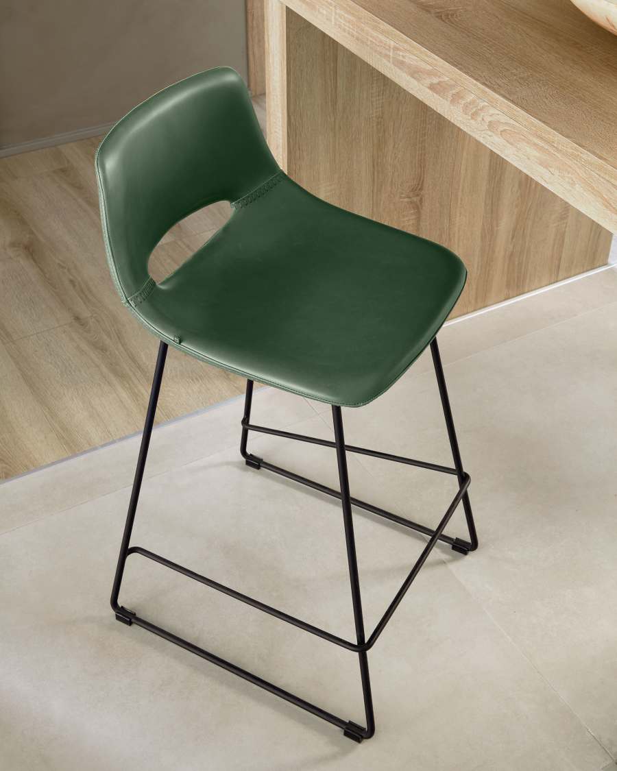 Green synthetic leather Zahara barstool height 65 cm