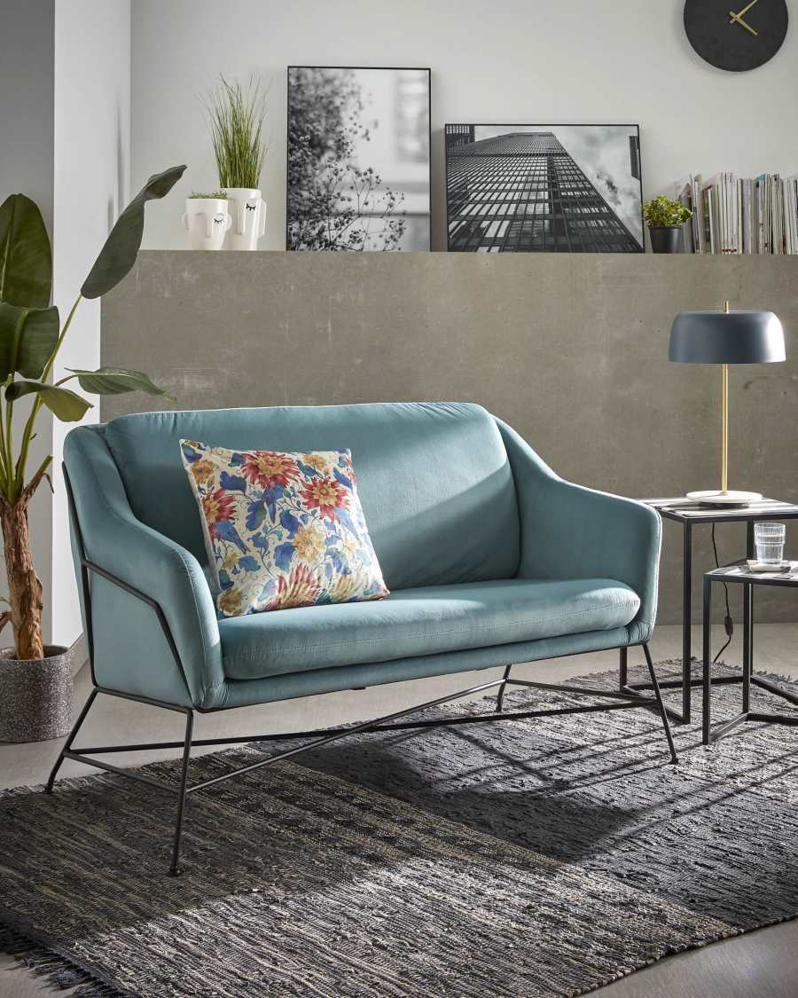 Bank Brida turquoise fluweel 128 cm