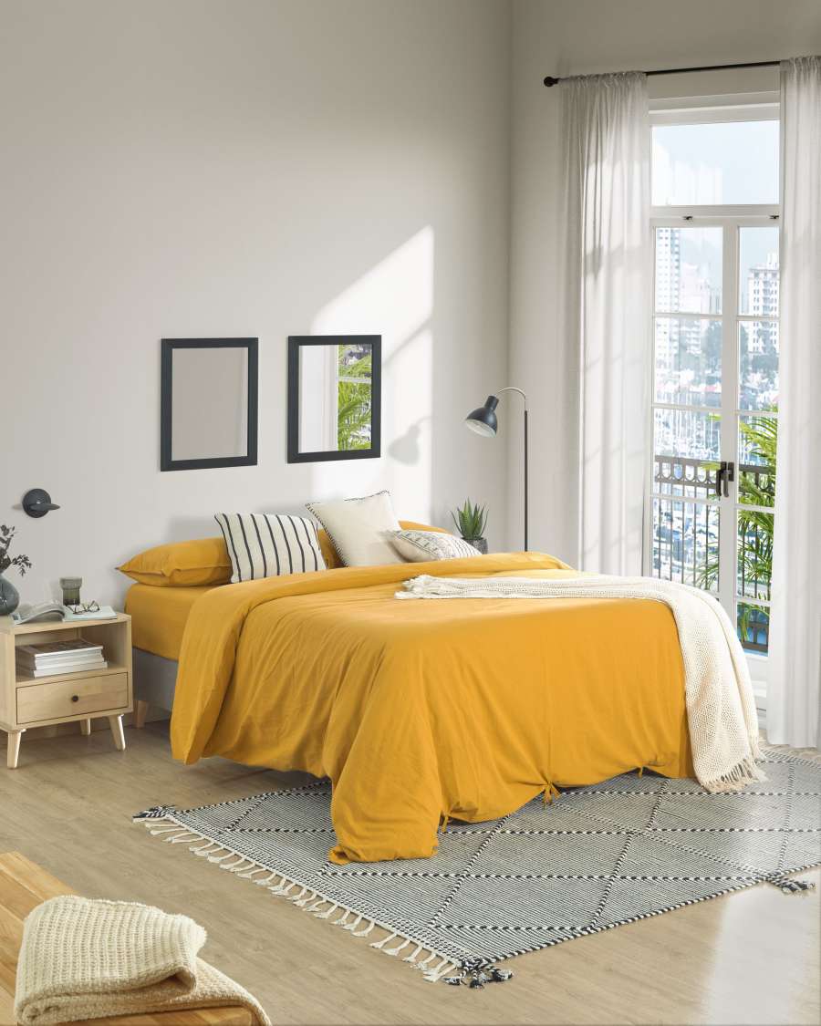 Ibelis mustard yellow bedding set 135 x 190 cm organic cotton (GOTS)