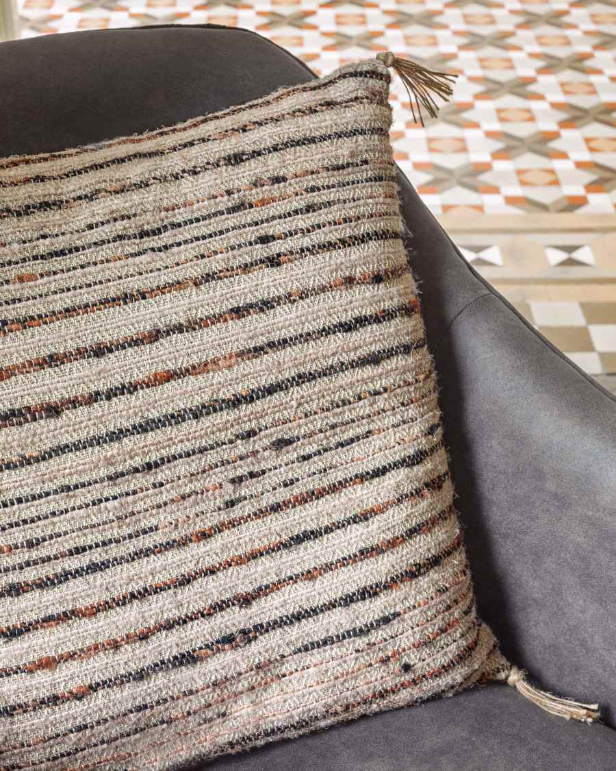 Housse de coussin Briksa en coton et soie multicolore 45 x 45 cm